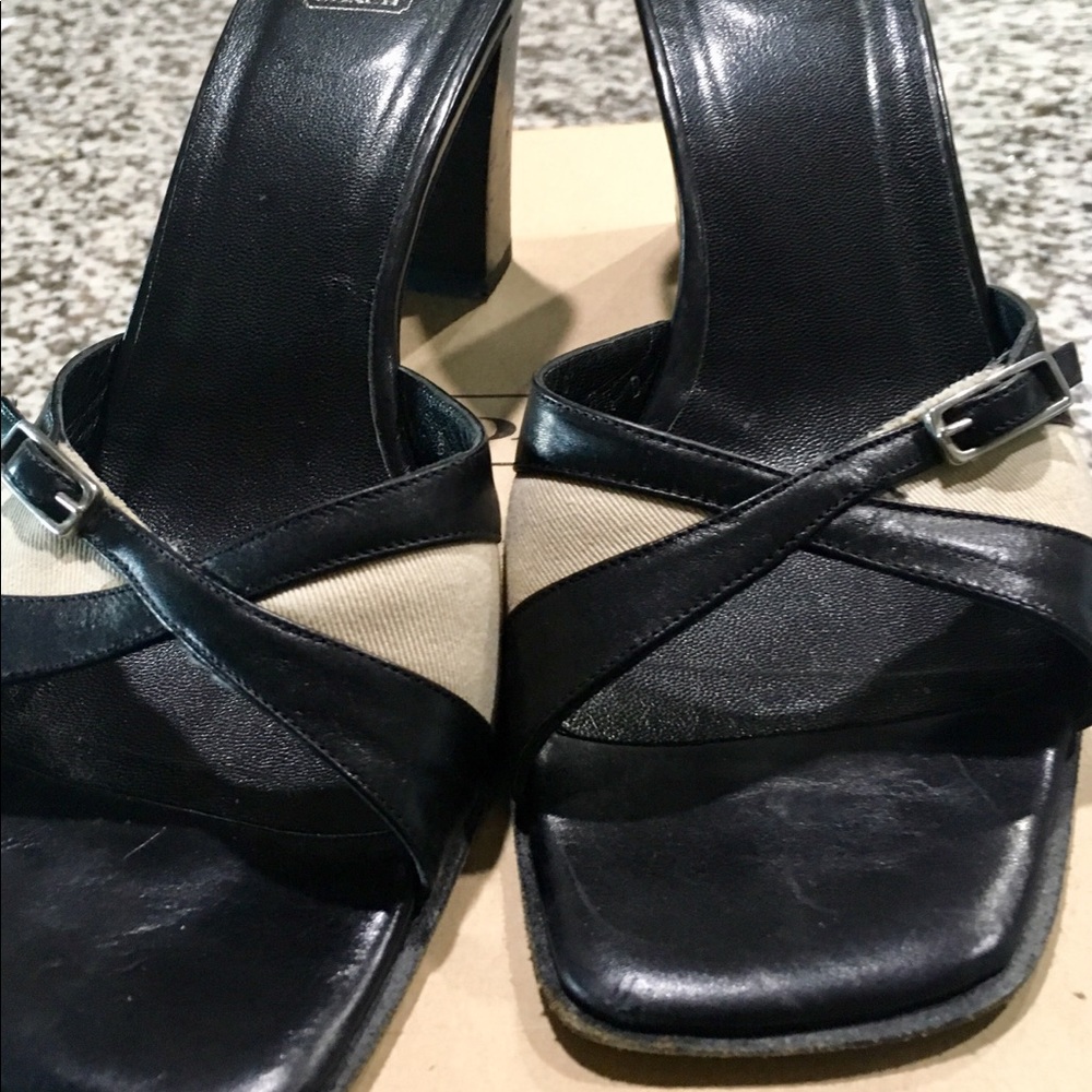 COACH BLACK SLIP ON HEELS